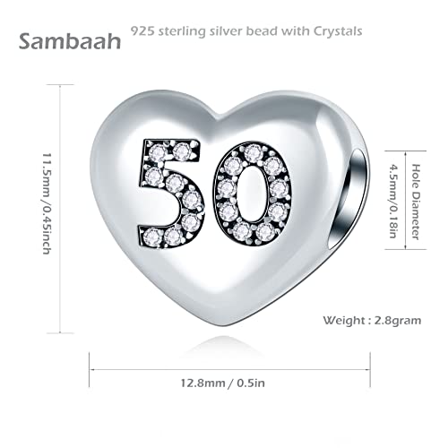 Number Charms 925 Sterling Silver 5,10,13,15,16,17,18,19,20,21,22,25,30,35,40,45,50,55,60,70 Heart Shape Two Sides Number Charm fit Pandora Style Bracelets Necklaces for Birthday/Anniversary2