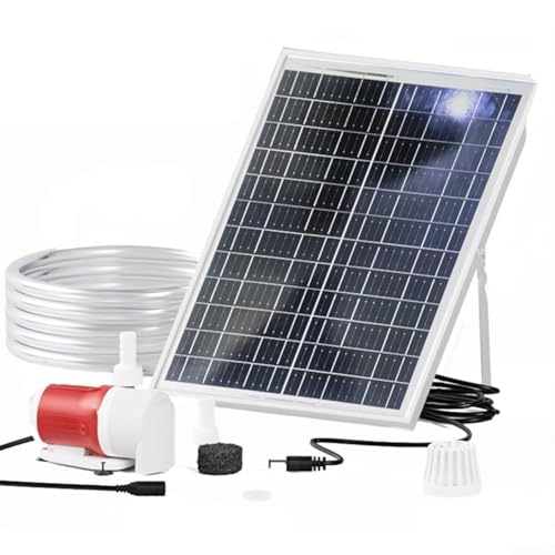 Gdfnmogo Solar-Wasserpumpe, 25 W, 12 V, bürstenloser Motor mit 1100 l/h Durchflussmenge, 5 m Hubhöhe, 2 m Rohr für Gartenteich-Wasserspiel
