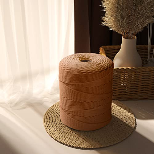 Image of ZUEXT Macrame Cord, Brick Red, 4mm x 547yds Cotton String Macrame Yarn