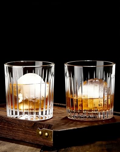 RYHMHA Set di 2 bicchieri da whisky in cristallo, 300 ml, bicchieri da whisky in cristallo senza piombo