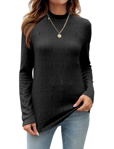 Image of Bashafo Women's 2024 Fall Long Sleeve Turtleneck Top Lightweight Tunic Sweaters