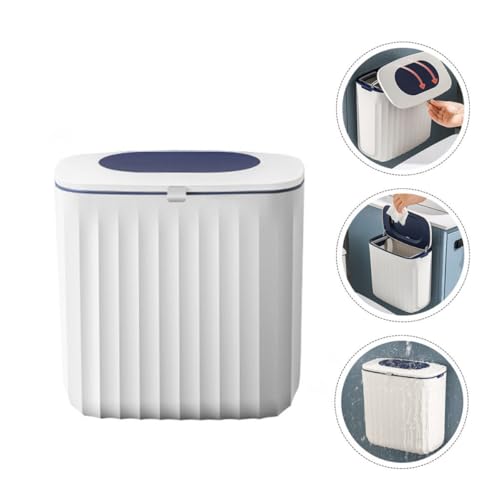 Caneca de basura colgante de cocina con tapa 8L azul miniatura 7