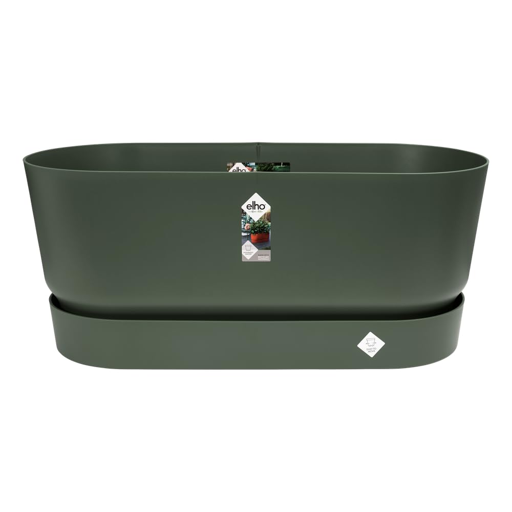 elho Greenville Terrace Trough 80cm Wheels Planter - Leaf Green