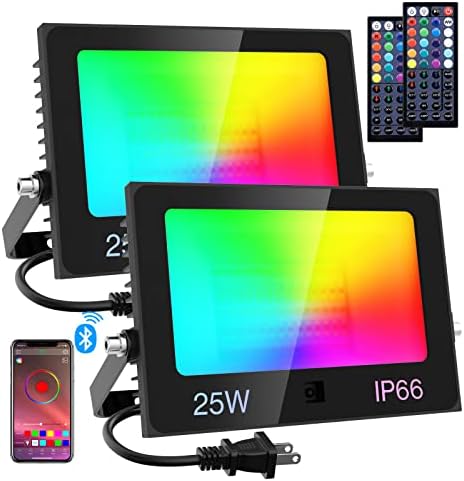 Olafus 250W Equivalent Flood Light, 16 Million Color Changing Halloween Spotlight, IP66 RGB Stage Lights APP and Remote Control, 2700lm Dimmable Uplights for School Party Yard Christmas Room 2 Pack