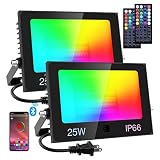 Olafus 250W Equivalent Flood Light, 16 Million Color Changing Halloween Spotlight, IP66 RGB Stage Li