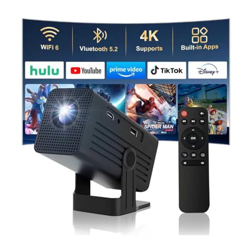 Image of Mini Projector with WiFi and Bluetooth,Support Movie Projector 1080P HD,Auto Keystone Correction,135° Rotatable,Portable Projector Compatible with Smartphone, TV Stick, Laptop, HDMI, USB