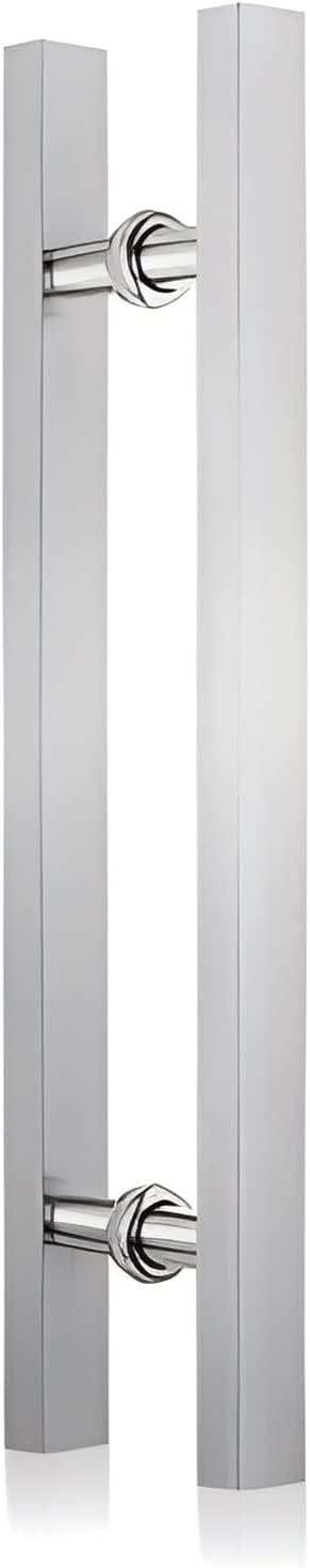 CWCQGH Sliding Door Handle Stainless Steel Door Pull Handle, Square Pipe Push Pull Bar Handle, Company Garage Door, Door Handle Hardware,Sier-60Cm/23.6In