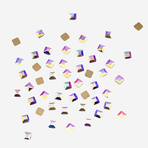 Flatback Square Crystals 3x3mm Rhinestones Ab Glass Diamond Stone Sparkle Nail Art Jewelry For Nails Decorations 60pcs