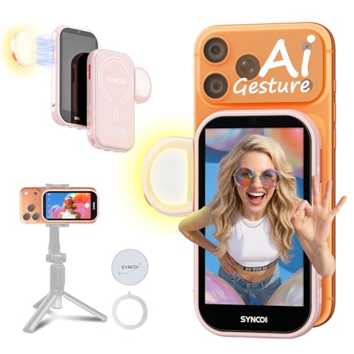 SYNCO Wireless AI Selfie Monitor Screen for iPhone 7-17 Series（Pink）