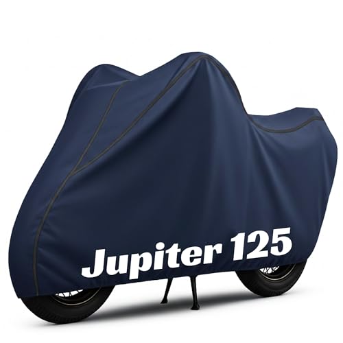 Image of 100% Waterproof Jupiter Bike Cover | Polyester Body Cover for Rain & Sun | UV Protection, Dustproof, Scratch Resistant, Windproof, Heat Resistant, Vehicle Specific Fit (Blue)
