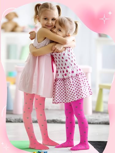 Image of Fourluoo Girls Tights Colorful Pantyhose Soft Thigh High Sock Jacquard Seamless Dance Legging Flower Girl Sock for 4-12 Years