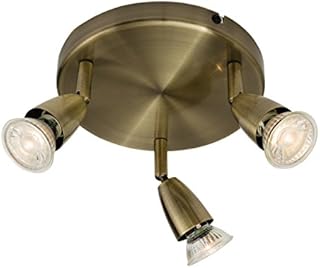 Amalfi 3 Way Decorative Antique Brass GU10 LED Compatible Round Adjustable Ceiling Spotlight
