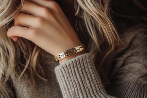 Bracelet or cyrillique manchette ajustable fini les soucis de taille