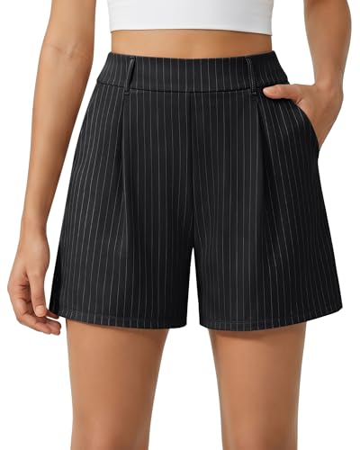 Image of G4Free EverGoing Dressy Casual Shorts for Women 4 inch High Waisted Summer Lounge Pleated Shorts with Pockets