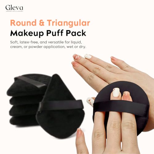 Image of Gleva Makeup Sponge & Foundation Brush Set, 2 Pcs Soft Powder Puffs & Hexagon Brush for Blending Liquid, Cream & Powder Foundation, Reusable Beauty Tools for Smooth & Flawless Finish