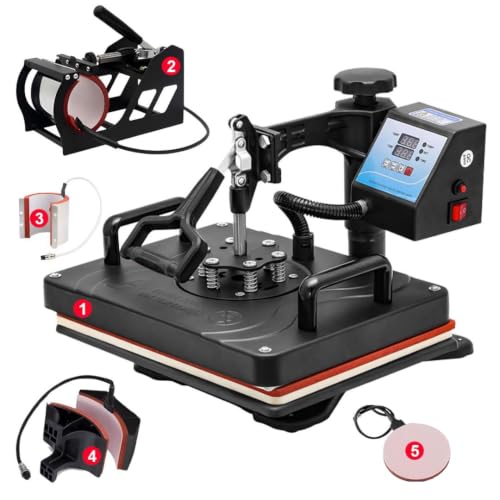 Image of Heavy Duty Digital Heat Press Machine | LCD Display | Sublimation and Vinyl Printing | T-Shirts Hoodies Cushions Flat Products | Black (12 * 15 inch)