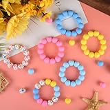 ASTARON 100 Pcs 15mm Silicone Beads for Keychain Making,Yellow Pink Blue Round Beads for Bracelets Crafts Beadable Pens Decorations Jewelry Making Party Favors Supplies - Image 4