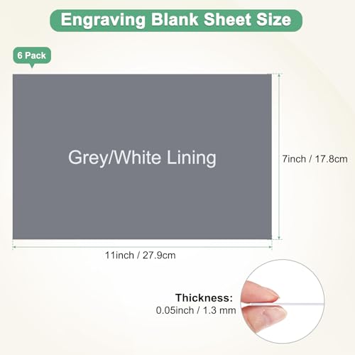 Image of M METERXITY 6-Pack Engraving Blank Materials Double Color 7x11 Inch, 1.3mm Thick ABS Plastic Sheet Yard Signs Name Plate for Door /Office /Home /Conference /Hotel /DIY Carving[Smoke Grey /White]