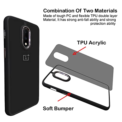 Image of A rtistque Frosted Translucent Back Cover Case for Oneplus 7 | Electroplated Chrome Ring | Raised Camera Edges for Protection | Smooth Sides TPU - Black