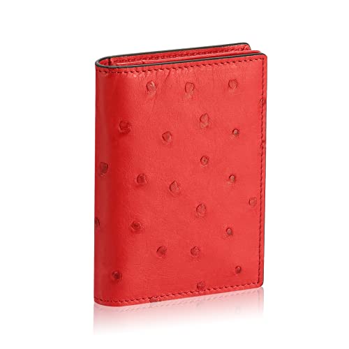 Image of HISCOW Full Grain Leather Business Card Holder Case | Minimalist EDC wallet, gusset holds 25 cards, ID window, fits folded bills, bifold profile, premium gifts for men & women