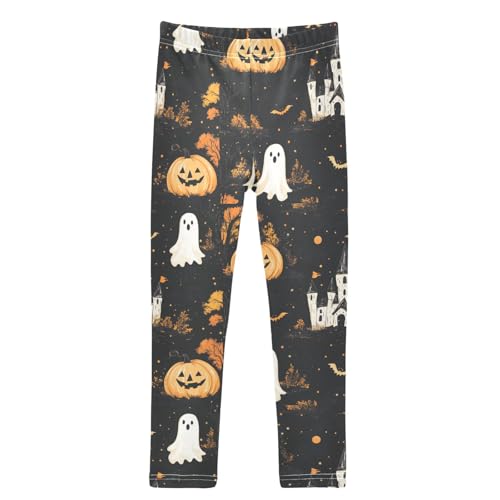 Halloween with Ghosts Pumpkins Girls Leggings Castles Kids Yoga Pants Dance Active Tights 4T