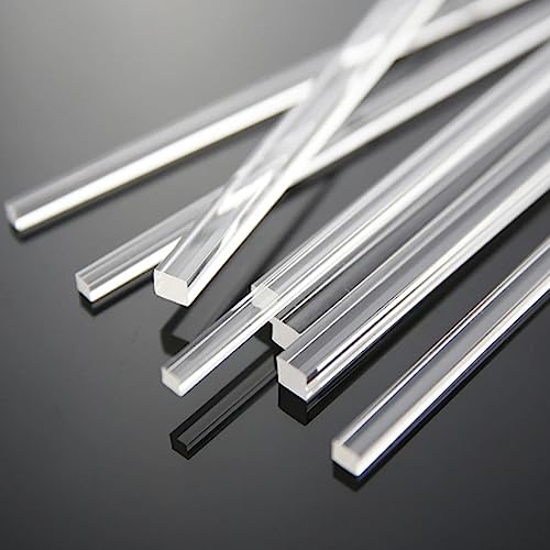 Barra cuadrada de acrílico transparente de 10x10mm y 250mm de longitud en pack de 4 piezas 5