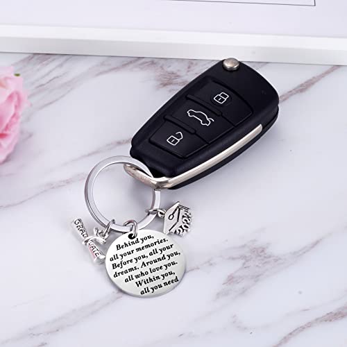 Ukodnus 2023 Graduation Keychain - Behind You All Your Memories Graduate Keyring - Inspirational Gifts For Seniors College - Grad Gift Idea For Him Or Her #TOP3