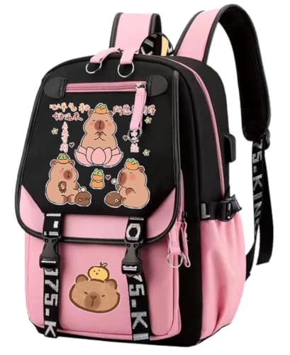 Kiobrvhe Cartoon Capybara Lightweight Waterproof Backpack for Women - Cute Aesthetic Daypack (Style B)