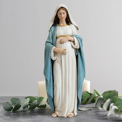 Estatua Virgen Embarazada 9.5 pulgadas Decoración Religiosa miniatura 2