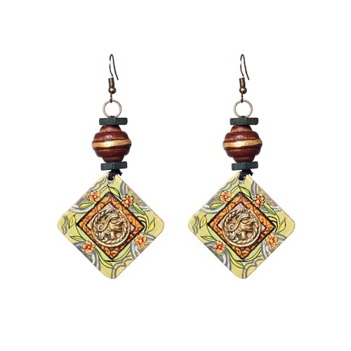 Image of Handcrafted Boho & Ethnic Earrings for Women - Wooden & Brass Statement Designs in Loop, Swing & Motif Styles