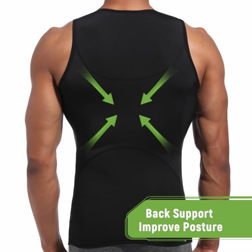 Lgtfy 4D Mens Compression Shirt, Slimming Body Shaper Vest, Gynecomastia Undershirt, Tummy Control Back Support Tank Top4
