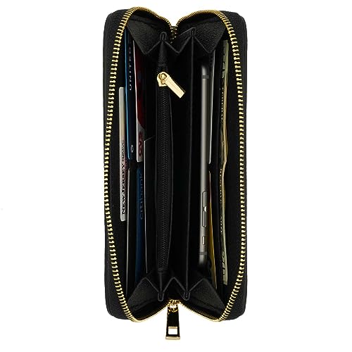 Italian Genuine Leather Wallet For Women Credit Card Organizer Zip Around - Black3