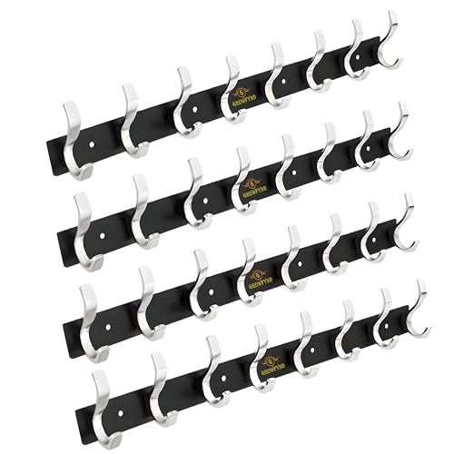 Image of Heavy Duty S Type Stainless Steel Cloth Hanger Suitable for Bathroom Bedroom Kitchen Wall Hook Rail Hanging Scarf Coat Keys Tie Towel Door Robe (Pack of 4, 8 Pin Multi)