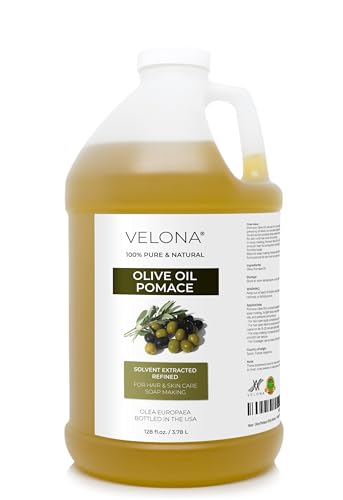 velona Olive Pomace Oil 1 Gallon / 128 Fl Oz | 100% Pure and Natural Carrier Oil | Refined | Skin Hair Body & Face Moisturizing | Use Today - Enjoy Results.