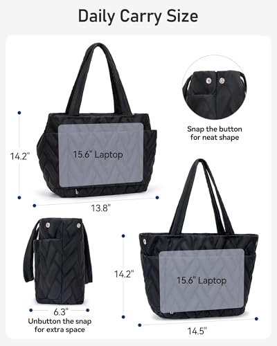 Bolso tote acolchado para mujer Peacocktion, ligero, para laptop, trabajo, escuela, profesora, enfermera, viaje y gimnasio miniatura 3