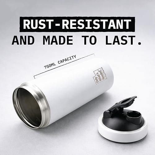 Image of ONLY WHAT'S NEEDED Metal Shaker, 750ml, Stainless Steel, BPA-Free Cap, Rust-Resistant, Leak-Proof, for Mixing Supplements