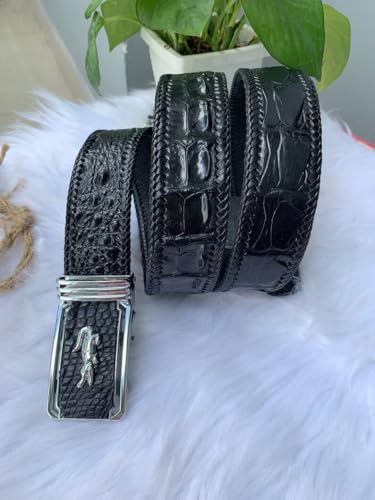 Genuine crocodile hornback leather skin belts buckle for men, real alligator Men's belt, strap width 1.57".2