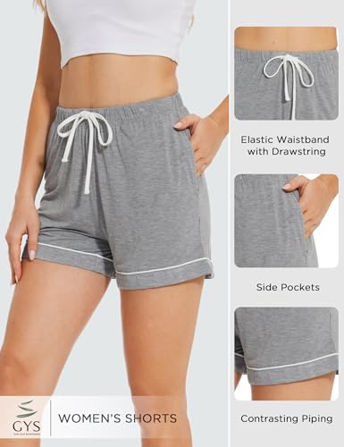 Image of GYS Women's Bamboo Viscose Pajama Shorts for Summer | Cooling & moisture wicking, for hot flashes, Lightweight, Elastic hight waist with drawstring, 2 pockets, Stretch soft