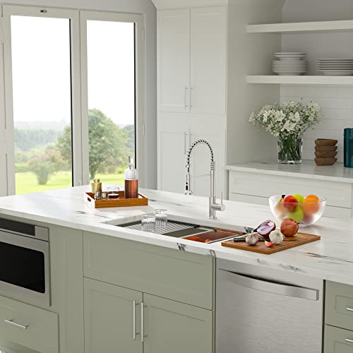 30" Undermount Kitchen Sink Workstation - Dcolora 30 Inch Stainless Steel Kitchen Sink With Ledge Round Corner X Grooves Wood Cutting Board 16 Gauge Single Bowl Under Counter Sink Basin #TOP3