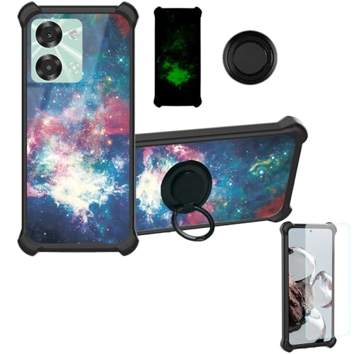 jioeuinly Case Compatible for Itel P40 Plus Phone Case Cover [with Tempered Glass Screen Protector][Hard PC + Soft Silicone][Ring Support] [Luminous Effect] YGH-YH