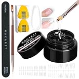 Makartt Clear Gel Builder Kit: Self-Levelling, Long Lasting Extension Hard Gels for Strengthener, Broken Nails Repair Gel Kit with Paper Forms, Dual forms, Nail File and Dual-End Brush 1.06 oz