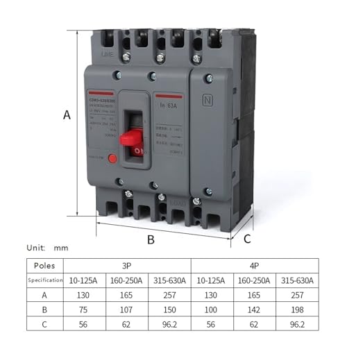 Disjoncteur à boîtier moulé MCCB 125A pour protection circuit triphasé - 2