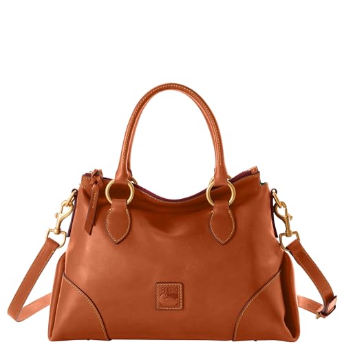 Dooney & Bourke Leather Handbags for Women Luxurious Florentine Satchel 38 with Adjustable Strap and Multiple Pockets - Natural Brown