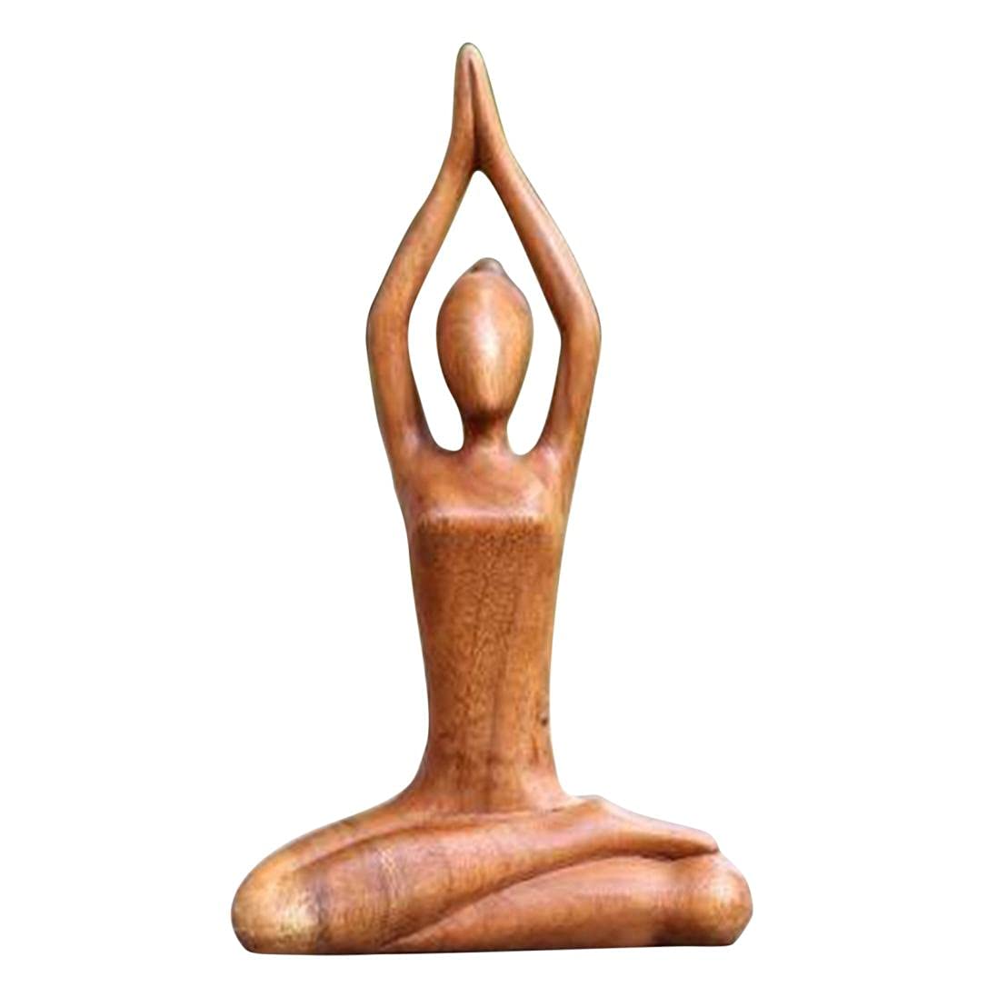 Tophappy Women's D Wooden Meditation Ecor. Ceramic Yoga Pose Yoga Figurine Statue For Home Ecorations, Living Room Ecorations, Small Ecor Items For Shelf, Bookself Tv Stan Decor Yoga Gifts For (D)