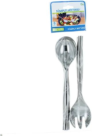 6 Piece Evri Simply Served Plastic Silver Serving Utensils