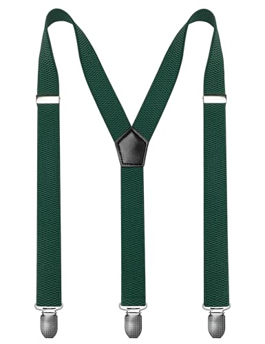 Image of RBOCOTT Mens Solid Color Suspender with 3 Cilps Adjustable Braces