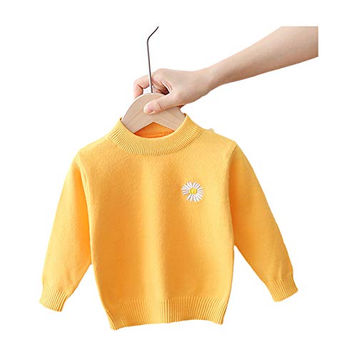 Baby Boy Girl Toddler Knit Sweater Crewneck Knitwear Thick Warm Pullover Tops Casual Long Sleeve Winter Clothes (Yellow)