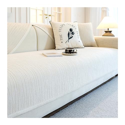 AOPPLSOT Chenille Sofa Cover,Non Slip Sofa Cover,Sofa Covers for Corner Couch,Sofa Cover 3 1 2 4 Seater,Couch Cover U/L Shape,Beige,90 * 120