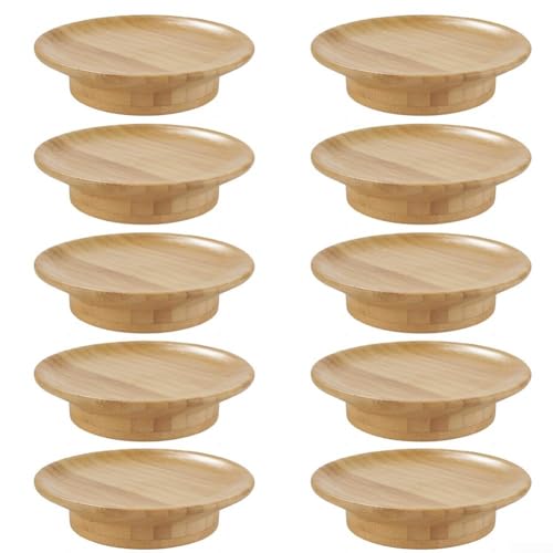 ReachMall Lot de 10 couvercles de verre à vin en bois pour charcuterie, assiettes autonomes pour apéritifs et desserts