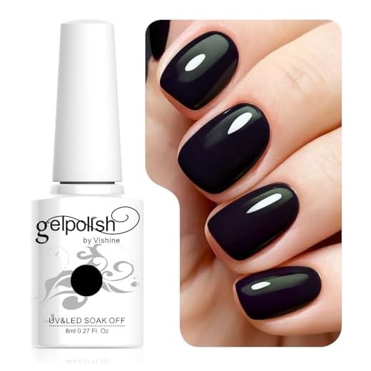 Vishine Esmalte de uñas semi-permanent Soak Off UV LED Gel Polish Nail Gel Manicura, Negro (687)